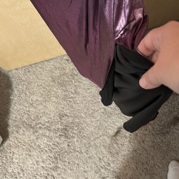 Line & Dot Purple Metallic Asymmetrical Bodycon Cutout Dress Size Medium NWT - Picture 4 of 8